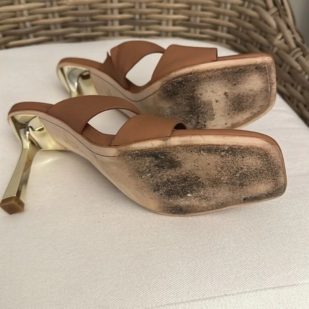 Deltan Women Leather Square Toe Sandals Size 9.5